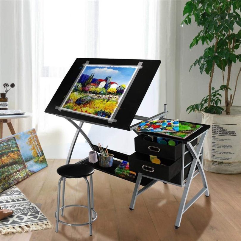 Yaheetech Adjustable Drafting Table Art & Craft Drawing Desk