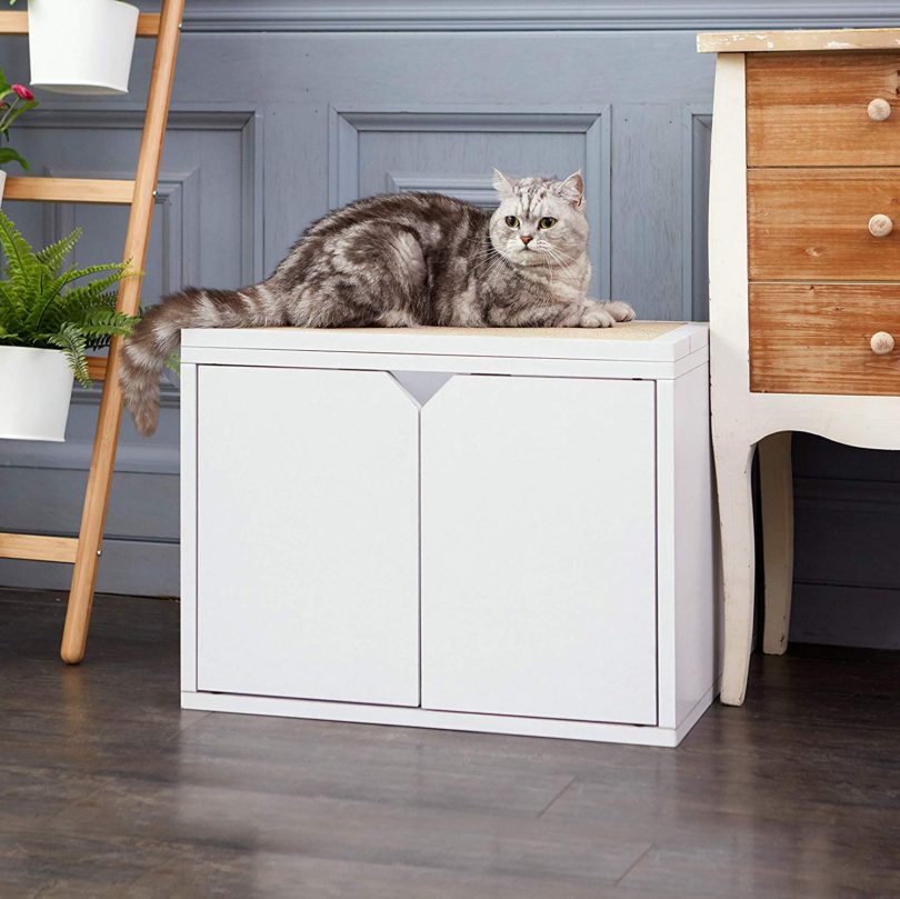 Way Basics Eco Friendly Cat Litter Box Enclosure with Doors