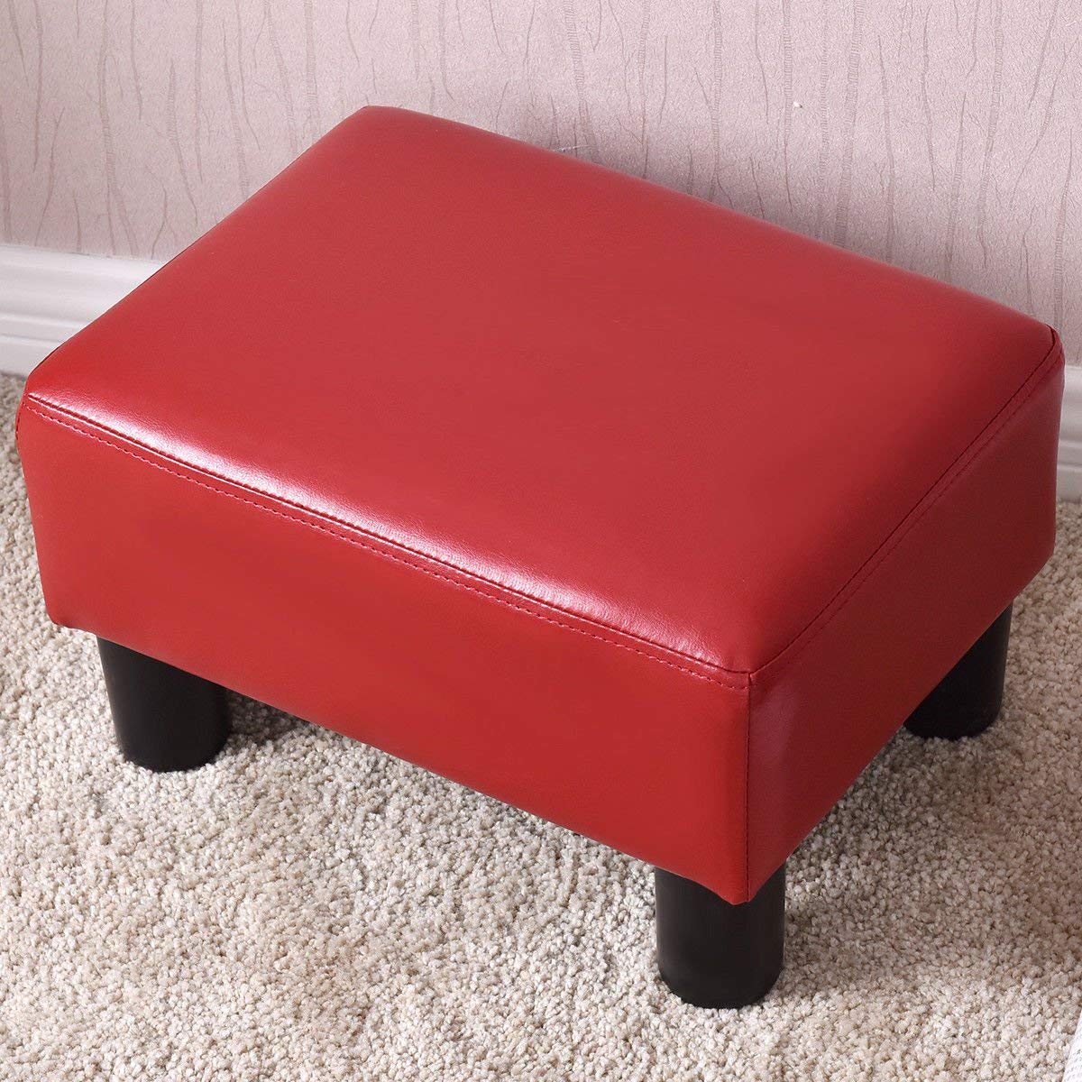 Ottoman Footrest PU Leather Footstool Rectangular Seat