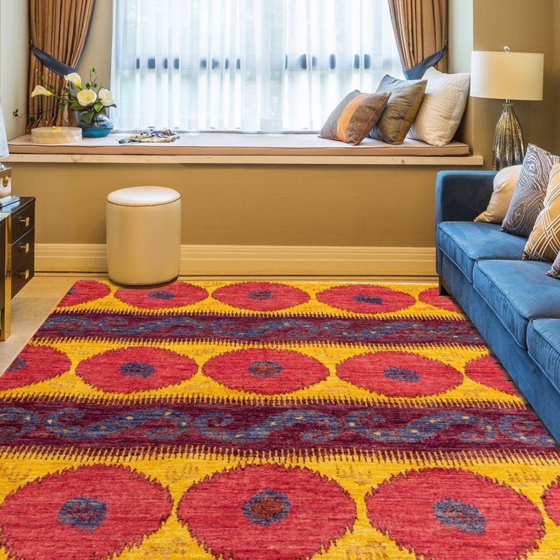 Hand-Knotted Shalimar Gold/Red Wool Rug