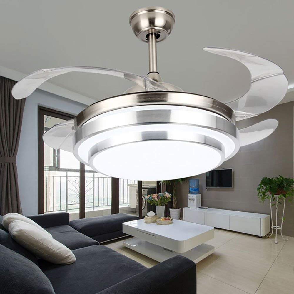 COLORLED Modern Minimalist Brushed Nickle 42-Inch Remote Ceiling Fan