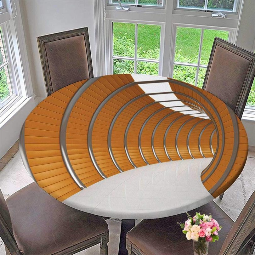 Mikihome Modern Simple Round Tablecloth Modern Illuminated Long Corridor