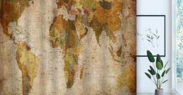 NYMB Vintage World Map Shower Curtain in Retro Color