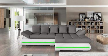 Sectional Sleeper Sofa Couch with Storage and LED Lights