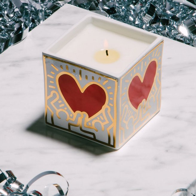 Keith Haring Red Heart With Gold Candle