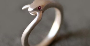 Snake Tail Ring in Sterling Silver with Gemstones