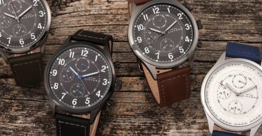 Elevon Lindbergh Leather-Band Day/Date Watch