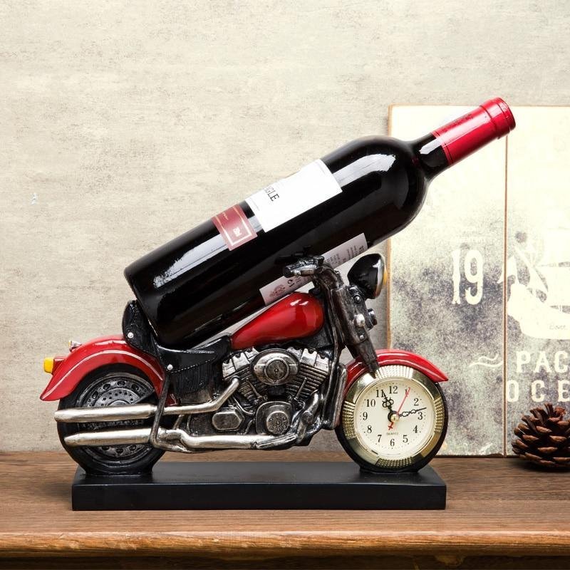 Motorcycle Wine Bottle Holder with Clock