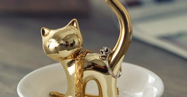 Haked Small Jewelry Towers Rack Rings Holder Bracelets Earrings Trinket Trays Dish (Gold Cat)