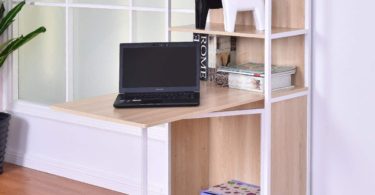 Tangkula Convertible Desk Wood Folding Cabinet Laptop Computer Desk with Shelf