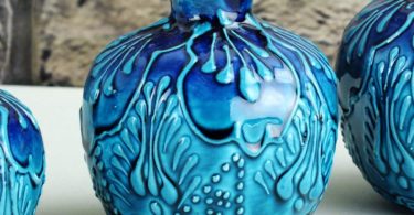 Alhamra Traditional Turkish Ottoman Handmade Ceramic Blue Pomegranates