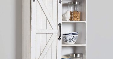 Kate Laurel Cates Wood Wall Storage Cabinet Sliding Barn Door