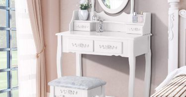 Mecor Vanity Table Set with Oval Mirror
