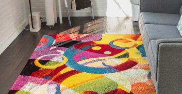 Bubble Bright Multi Circles Yellow Blue Red Abstract Geometric Lines Area Rug