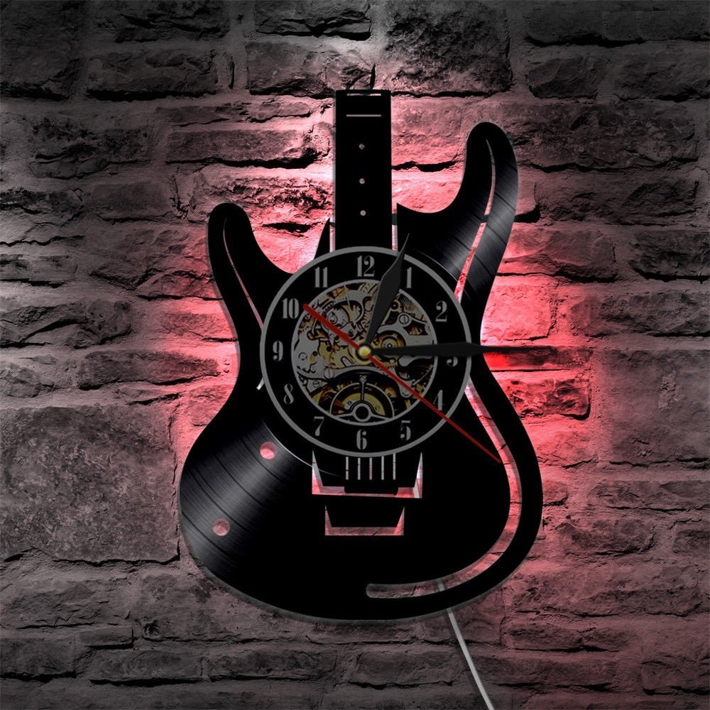 Guitar LED Color Changing Vinyl Wall Clock