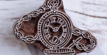 Pocket Watch Pattern Hand Carved Wood Block Print Stamp