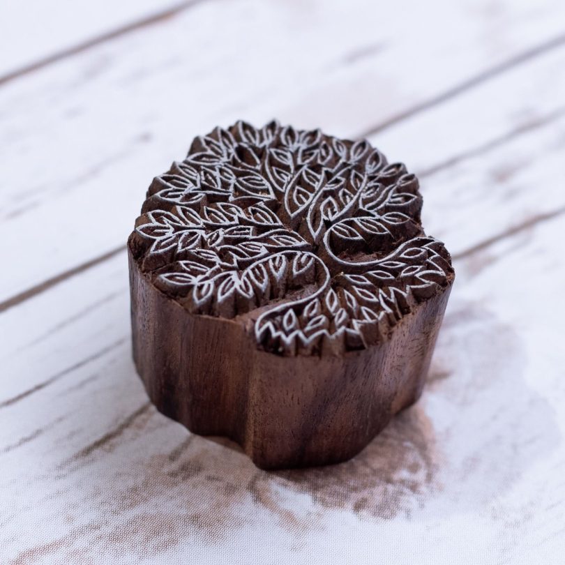 Tree of Life Hand Carved Wood Block Print Stamp