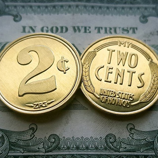 ZFG Inc. Two Cents / My Two Cent Novelty Gag Gift Tradeable Coins, Gold Color, 15-Coins