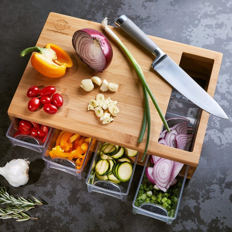 Bamboo Cutting Board with Trays