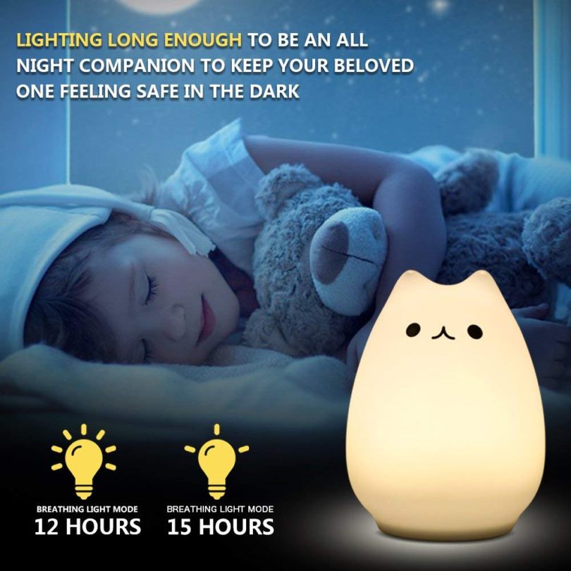Yimaler Remote Control Night Light for Kids Silicone LED Kitten Light