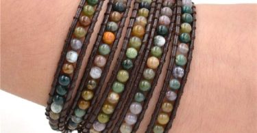 Genuine Leather 5 Wrap Braided Beaded Bracelets