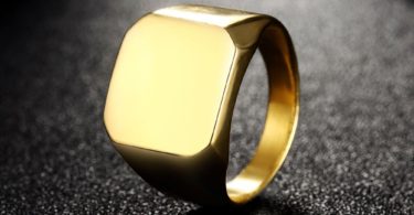 Focus Jewel Unisex 24K Gold Plated Titanium Polish Square Simple