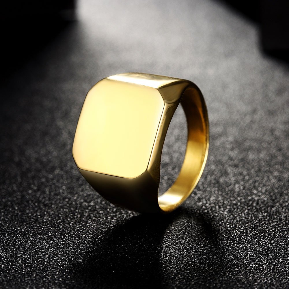 Focus Jewel Unisex 24K Gold Plated Titanium Polish Square Simple