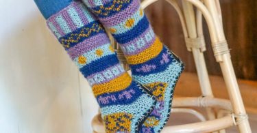 Hand Knit Wool Long Fleece Lined Slipper Socks﻿