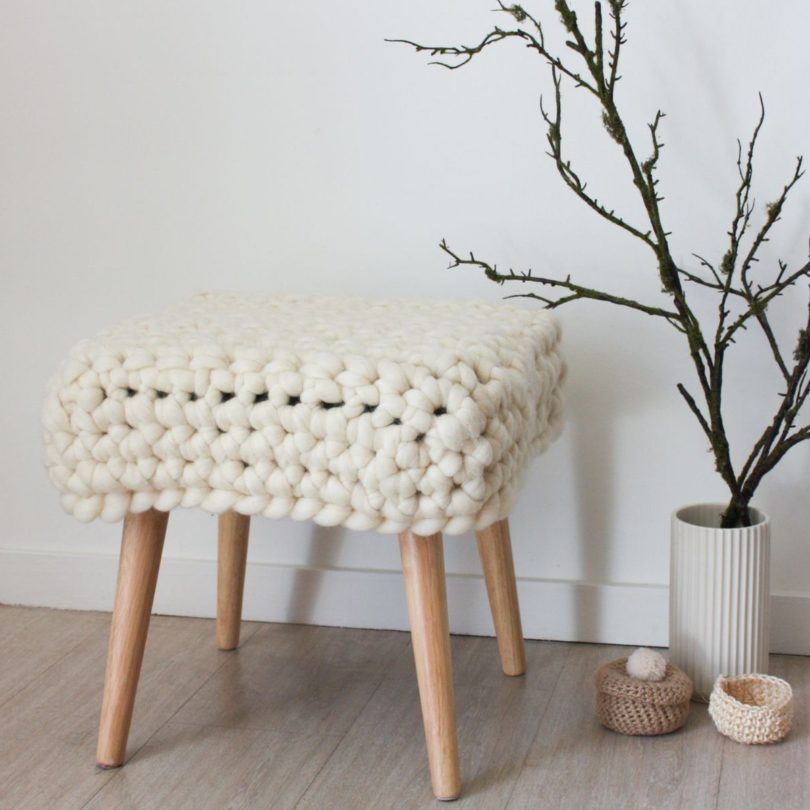 Natural Chunky Sheep Stool by Com Raiz