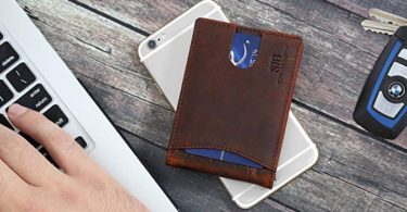 SERMAN BRANDS RFID Blocking Slim Bifold Genuine Leather Minimalist Front Pocket Wallet