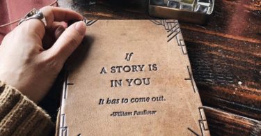 “We All Become Stories” Blonde Handmade Leather Journal