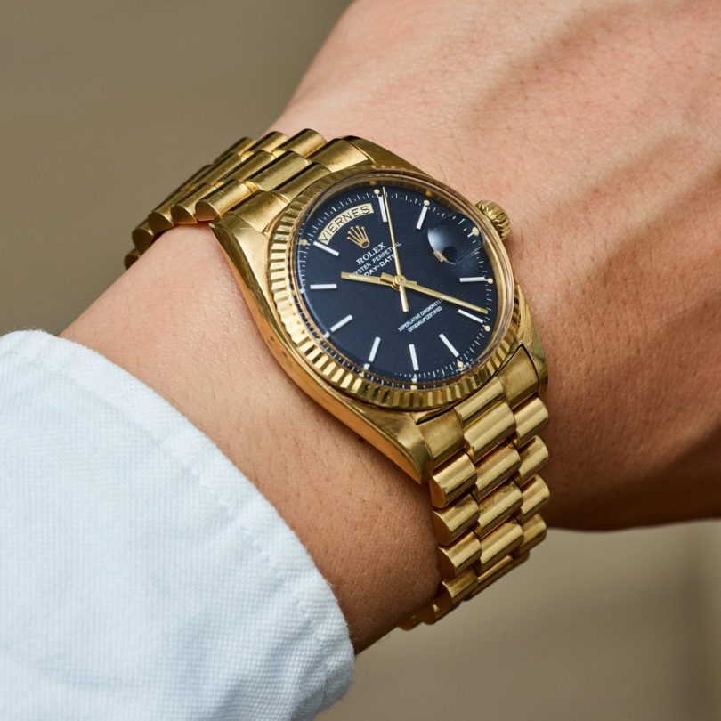 rolex oyster perpetual date 18k gold