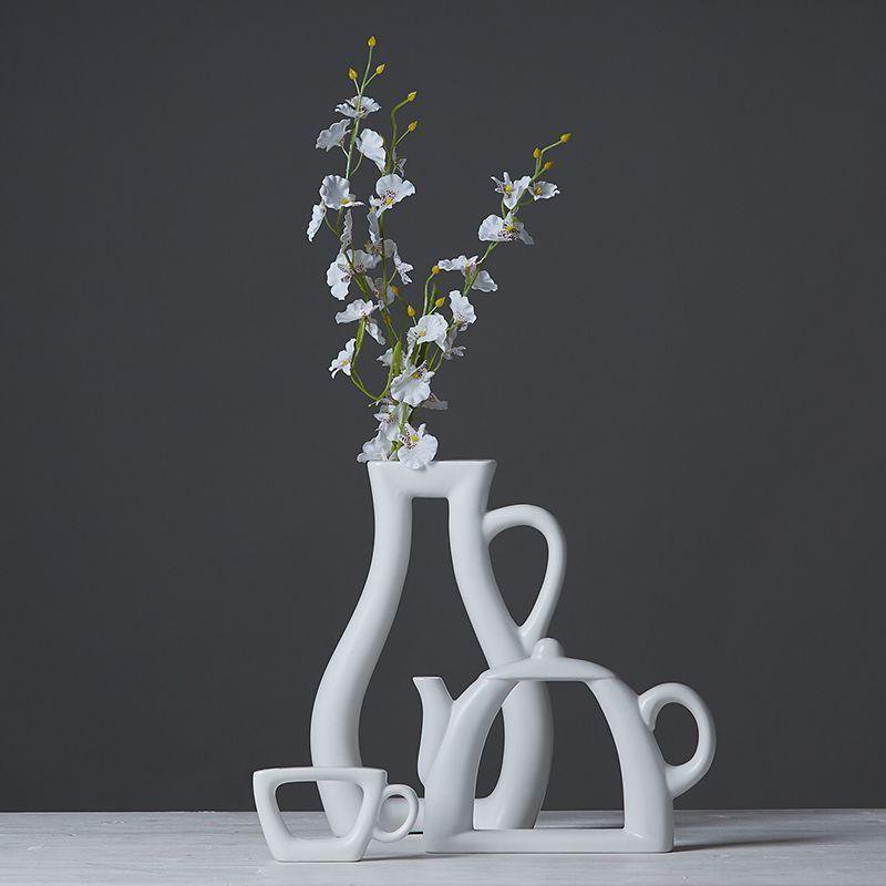 White Ceramic Outline Vases