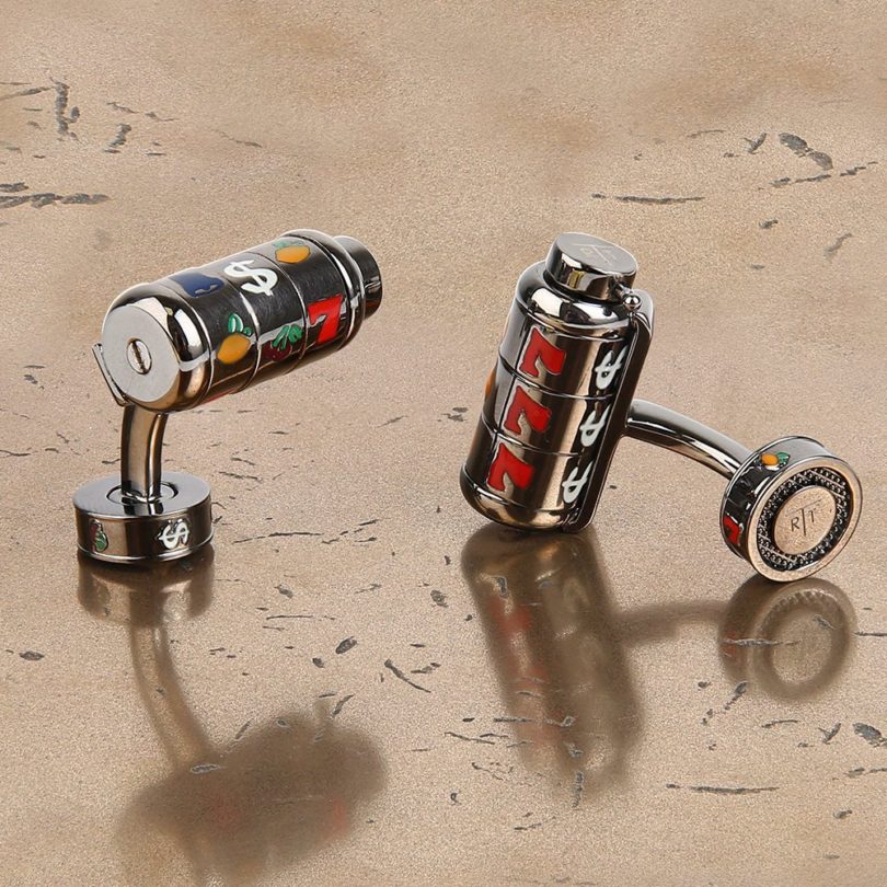 Gunmetal Spinning Slot Machine Cufflinks