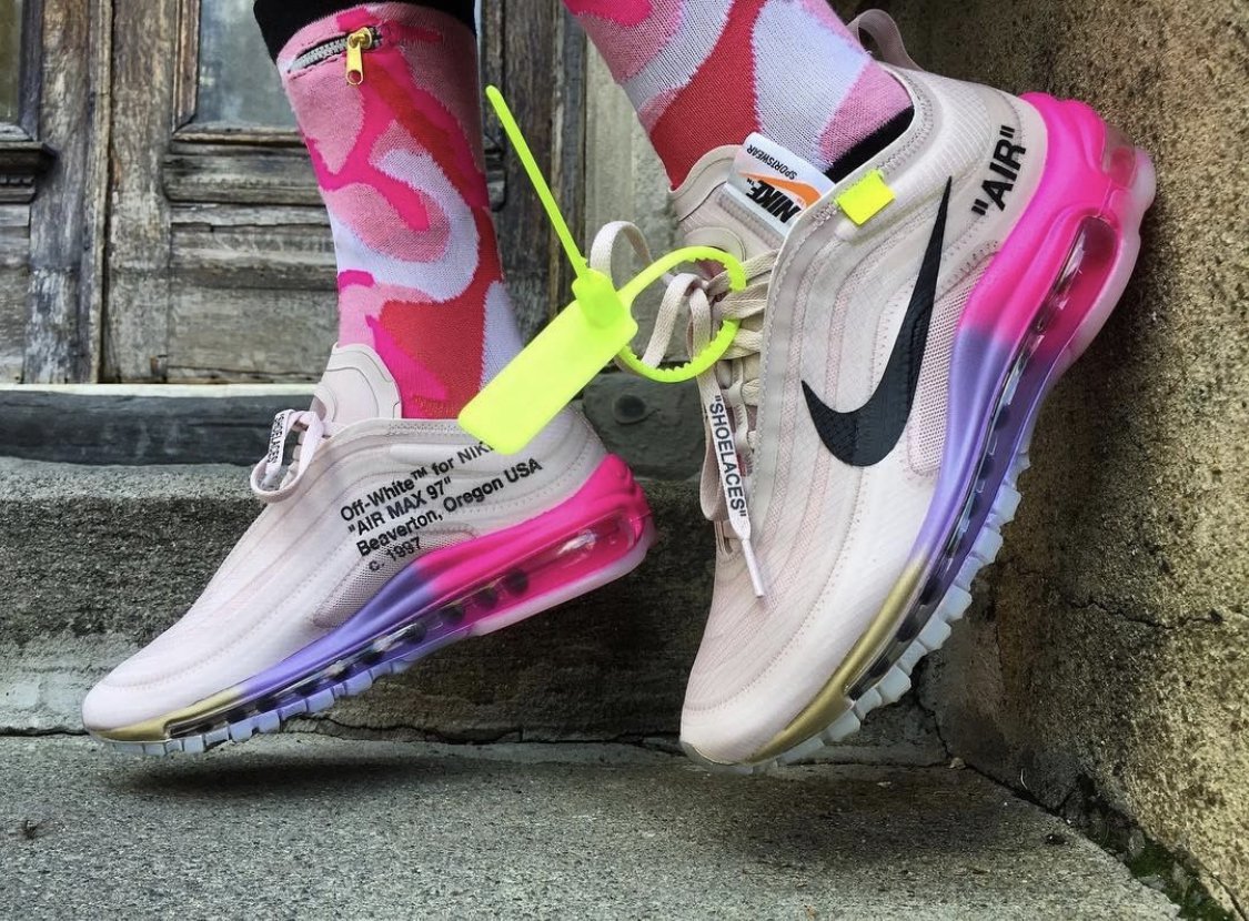 nike air max 97 off white blue  and  red