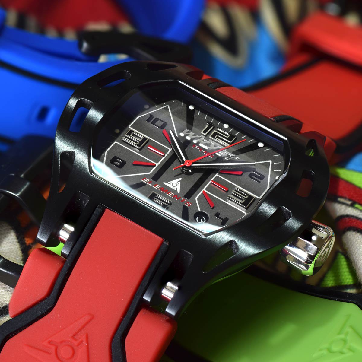 Wryst Elements PH6 Swiss Sports Watch in Black & Red