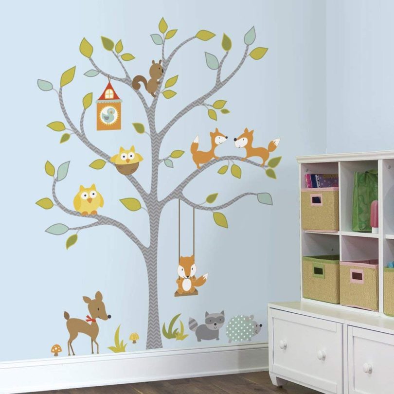 RoomMates Woodland Fox & Friends Tree Peel and Stick Wall Decals