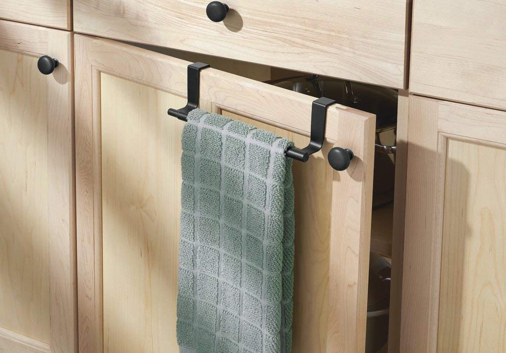 mDesign Adjustable, Expandable Kitchen Over Cabinet Towel Bar