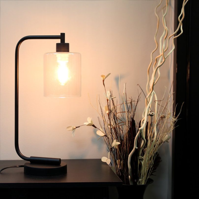 Simple Designs Home LD1036-BLK Industrial Iron Desk Lantern Lamp