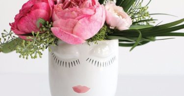 Ceramic Celfie Face Floral Vase in White