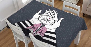 Compass Printed Tablecloth Searching for Love Girl Holding a Navigation Device