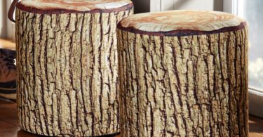 Cushioned Tree Bark Log Seat