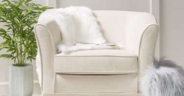 Cecilia Natural Fabric Swivel Chair with Loose Cover