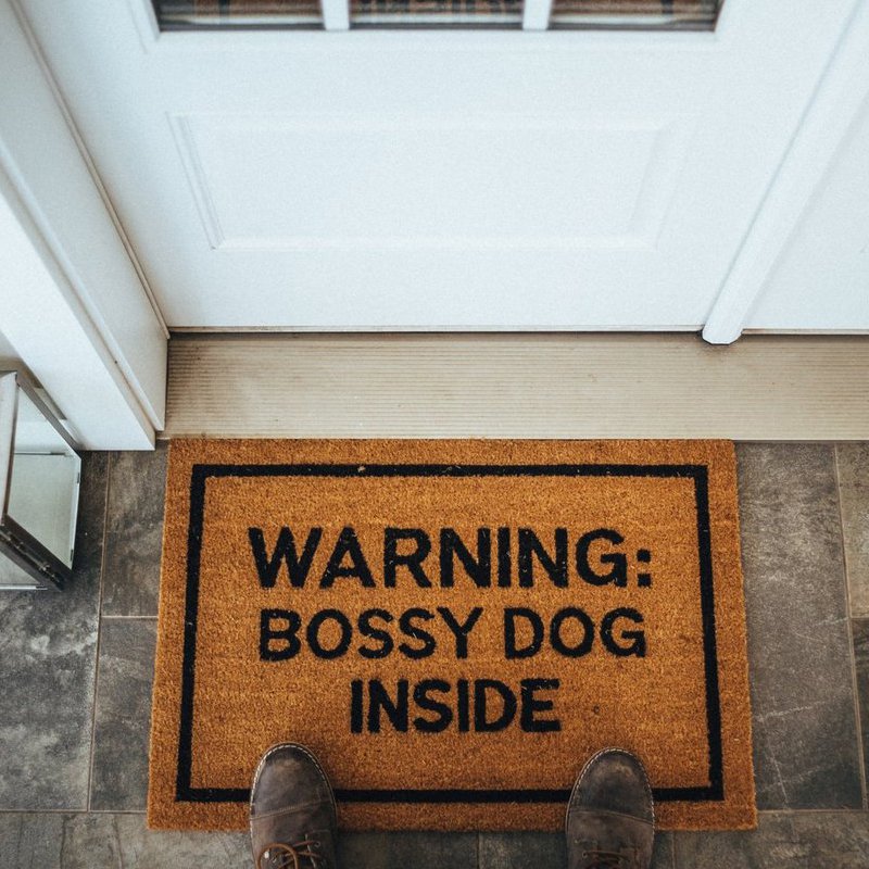 WARNING: Bossy Dog Inside Doormat
