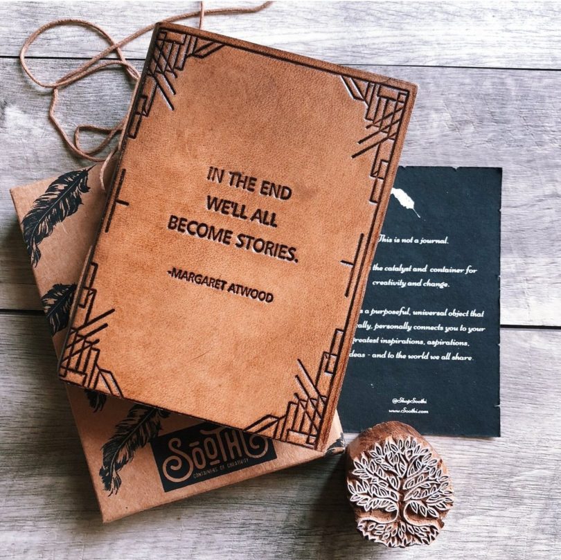 We All Become Stories Blonde Handmade Leather Journal
