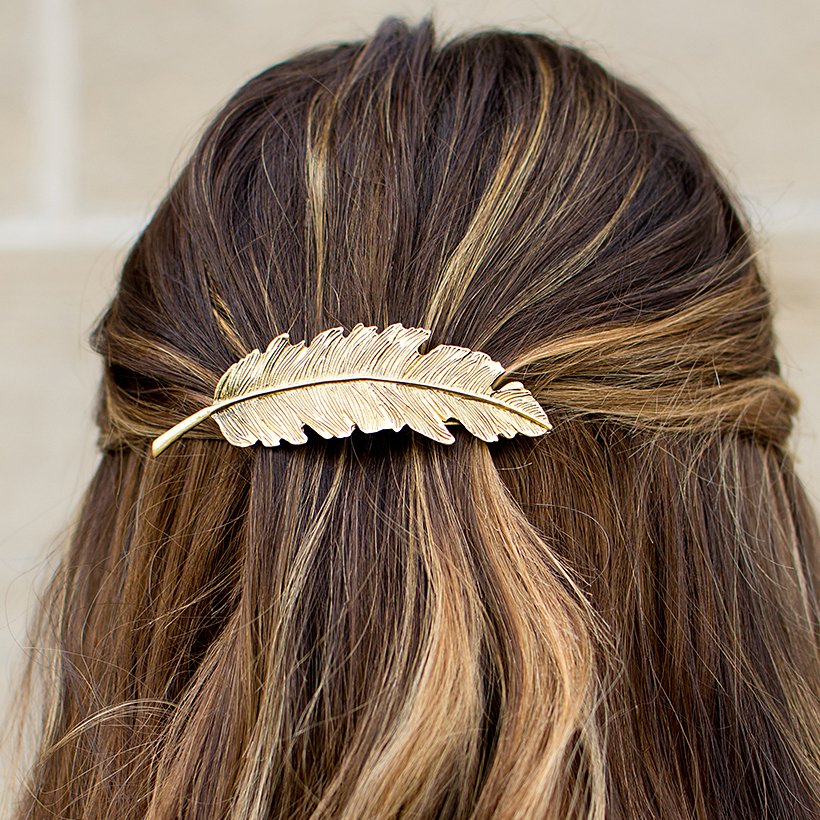 Metal Hairpin Tree Branch Alloy Feather Leaf Style Barrette Pin for Women