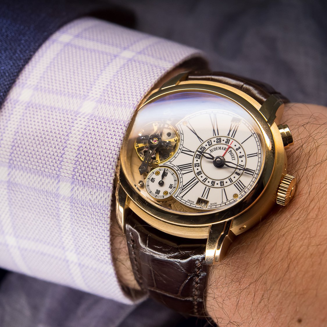 Audemars Piguet Millenary Quadriennium Gold White Enamel Dial 18 Carat Pink Gold Watch