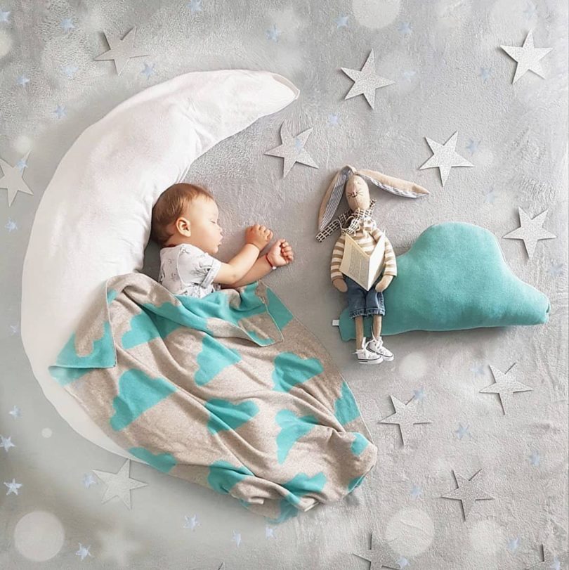 Turquoise/ Grey Clouds in the Sky Newborn Gift Package
