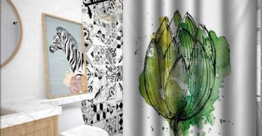 Artichoke Flower Shower Curtain Abstract Style Cardunculus Drawn
