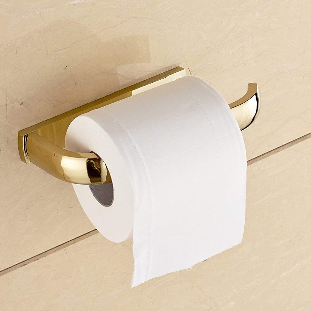 Leyden Gold Finish Half Open Toilet Roll Paper Rail Holder Wall Mounted Brass